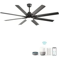 Rolipo Deckenventilator mit Beleuchtung, Fernbedienung und App,168 cm (66 Zoll), dimmbar, Gleichstrommotor, Deckenventilator für Terrasse, Wohnzimmer