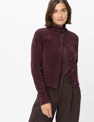 Brax Damen Strickjacke Style ANIQUE blackberry violet, dunkles lila, Gr. 48