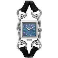GUCCI Quarzuhr YA116503, Horsebit-Design, Lederarmband, Edelstahlgehäuse