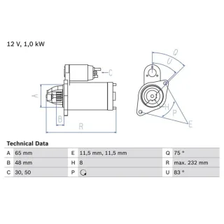 Bosch Anlasser 1,0 kW Subaru Forester Impreza Legacy Outback