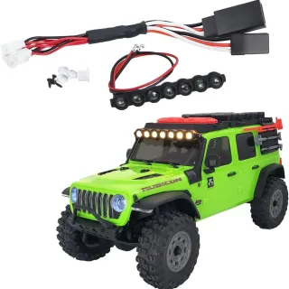 Upgraded Headlights Roof Bumper Angel Eye Spare Tire Holder LED Lights for Jeep for Ford Bronco Axial SCX30 1/30 Micro O
