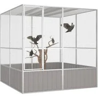 vidaXL Vogelkäfig, Vogelkäfig Grau 213,5x217,5x211,5 cm Verzinkter Stahl