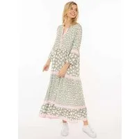 Zwillingsherz Maxikleid "Leo Love" Mustermix: Leo und Herzen, Knopfleiste und 3/4 Arm