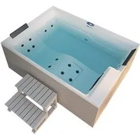 HOME DELUXE Whirlpool Outdoor Whirlpool NIMBUS DELUXE - 190 x 140 x 70 cm, (3-tlg), Inkl. Heizung, 18 Massagedüsen I Außen Whirlpool