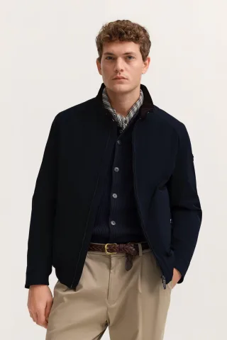 Bugatti Herren Übergangsblouson wasserabweisend mit Cord-Details