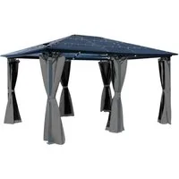 BRAST Pavillon Premium Aluminium Größen 3x4m 3,6x4,8m Moskitonetz, mit 4 Seitenteilen, wahlweise mit LED, TÜV, wasserdicht, UV-Schutz, festes Dach