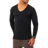 Young & Rich Langarmshirt Herren Uni Basic tiefer V-Ausschnitt Longsleeve Unterziehshirt 2239 V-Ausschnitt unifarben langarm slim fit