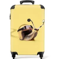 NoBoringSuitcases.com© Hartschalen-Trolley Schnecke - Helm - Rennsport - Kinder 55x35x20cm, 4 Rollen, Handgepäck Koffer, Hartschalenkoffer Kinder, Reisekoffer Jungen