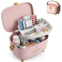 relaxdays Erste-Hilfe-Koffer Medizinbox aus Kunststoff, Rosa