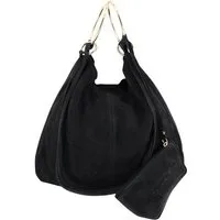 BRISE TASCHE Shopper Brise® – Italienischer Wildleder Shopper mit goldfarbenen Ringen (Taschen-Set, 2-teilig: Shopper + abnehmbare Wildleder-Clutch), Design aus echtem Wildleder mit goldfarbenen Metallringen