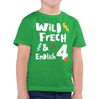Shirtracer T-Shirt Wild frech und endlich 4 - Vier Jahre Wunderbar (1-tlg) 4. Geburtstag