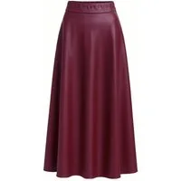 Mississhop Lederimitatrock Damen A-Linien langer Rock aus Kunstleder M.404