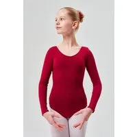 tanzmuster Body Ballettbody Lilly aus weichem Baumwollmischgewebe Langarm Trikot fürs Kinder Ballett