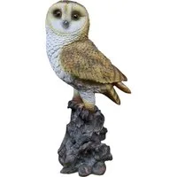 Figurendiscounter Gartenfigur Dekofigur Eule auf Stamm 34 cm bunt