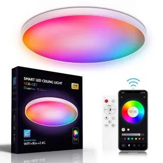 Elfeland 30W Smart RGB Ceiling Light with WiFi Bluetooth Remote Control Dimmable APP & Voice Control Compatible With Ale