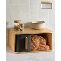 Praknu Brotkasten Brotkasten Groß aus FSC® Holz mit Schiebetür - Brotaufbewahrung, Bambus, FSC® Holz - Platzsparend und stilvolle Brotbox für längere Frische