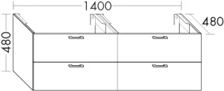 Burgbad Waschtischunterschrank Sys30 PG2 Echo 480x1400x480 Graphit Softmatt, WUYI140F3963 WUYI140F3963