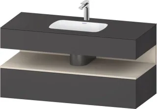 Duravit Qatego Einbauwaschtisch mit Konsolenwaschtischunterbau Graphit Matt 1200x550x600 mm - QA4787 QA4787083490010