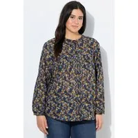 Ulla Popken Tunika Bluse Metallic-Linien A-Linie Rundhals Langarm