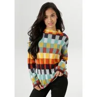 Aniston SELECTED Strickpullover mit mehrfarbig strukturierten Karomuster