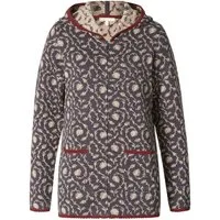 Himalaya Clothing Kapuzenstrickjacke Weiche Damen Kapuzenjacke aus Bio-Baumwolle im Jacquard-Strick Elegante Strickjacke mit praktischen Details