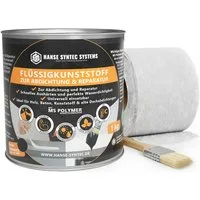 Hanse Syntec Systems Dichtstoff Flüssigkunststoff Abdichtungsset inkl. Pinsel & Vlies, geeignet für alle Untergründe außer Silikon, frischen Bitumen/Asphalt