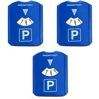 HAC24 Parkscheibe 3x Parkscheibe mit Eiskratzer und Gummilippe Kunststoff Auto Parkuhr, 15,5x12 cm Blau