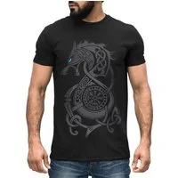 Neverless Print-Shirt Herren T-Shirt Fenriswolf Fenrir Wikinger Kompass nordisch Vegvisir mit Print