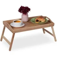 relaxdays Tabletttisch Klappbares Betttablett aus Bambus