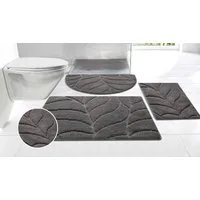OTTO home Badematte Epense, Badvorleger, Badezimmer Teppich, Duschmatte mit Blattstruktur, Höhe 10 mm, rutschhemmend beschichtet, schnell trocknend, fußbodenheizungsgeeignet, Polyester, halbrund, Badteppich, Uni, Blätter, Hoch-Tief, verschiedene Farb