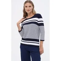 Passioni Strickpullover mit Ringel-Muster und Strassdetails