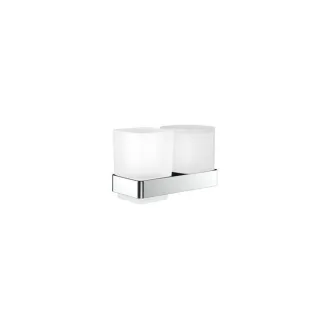 Emco Loft Glashalter 053100101 mit Flüssigseifenspender, mit Stülpbecher, Kristallglas satiniert, chrom