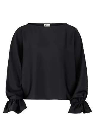 V by Vera Mont - Satin-Bluse schwarz - Gr. - 42