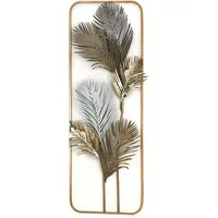 Kobolo Wandbild Metallbild Wanddeko - ILIOS - aus Metall in gold und weiß, Pflanzen, im Used Look