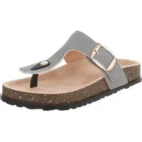 Ital-Design Modische Flip-Flops mit Schnalle für Damen Zehentrenner (91512246) Flach Zehentrenner in Grau