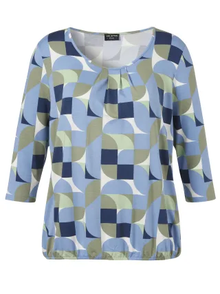 VIA APPIA DUE - T-Shirt Rundhals 3/4 Arm Druck hellblau multicolor - Gr. - 48
