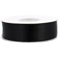 Creativery Satinband, Doppelseitiges Satinband 25mm x 20m Rolle Schwarz