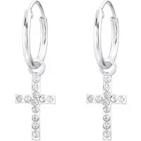 ALEXANDER YORK Paar Creolen Charm-KREUZ mit Zirkonia, 2-tlg., 925 Sterling Silber