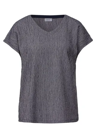 Cecil - Shirt mit Crepe-Struktur blau - Gr. - XS