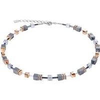 COEUR DE LION Collier Schmuck Edelstahl GeoCUBE® Halskette Würfelkette, Made in Germany - mit Hämatit, Swarovski® Kristall, Strassstein