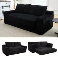 Odikalo 2-Sitzer Schlafsofa Schlafcouch mit Schlaffunktion, Cordbezug, mit Memory-Schaum – kein Aufbau erforderlich, 2-in-1-Funktion, Cordbezug – kompaktes Sofa für kleine Räume, Wohnungen, Homeoffice und Schlafzimmer