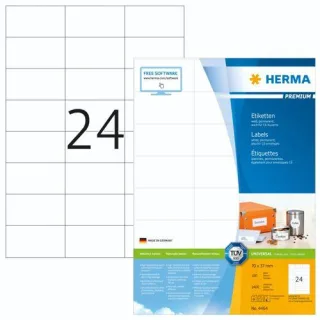 Herma Prem. Etiketten weiß 70x37 100 Blatt DIN A4 2400 Stück 4464