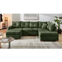 Jockenhöfer Gruppe Wohnlandschaft Abby U-Form, B: 313 cm, mit Bettfunktion, Bettkasten & Zierkissen