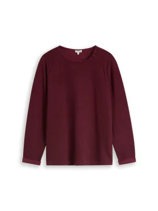 Tom Tailor - Plus Size - Cosy Sweatshirt mit Melange-Optik dark preppy plum melange - Gr. - 46