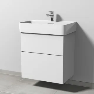Sanipa 3way Waschtischunterbau zu Laufen VAL Waschtisch mit 2 Auszügen, Weiß-Soft SM82143