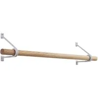 SO-TECH® Wandgarderobe 120 x 150 mm mit Ø 30 mm Kleiderstange aus Holz (Spar-Set, 1 St), Weiß lackiert mit 50 cm Garderobenstange aus Eiche