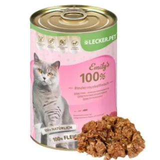 Lyra Pet Lecker.Pet Emily's 100 % Rindermuskelfleisch Katzenfutter Nassfutter 4,8 kg