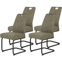 HELA Freischwinger KERTIN (Set, 4 St), XL Sitzbreite, Griff, Federkorb, 140kg belastbar