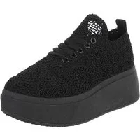 Ital-Design Damen Sneaker mit erhöhtem Komfort und kunstvollem Design Sneaker (91116873) Keilabsatz/Wedge Sneakers Low in Schwarz