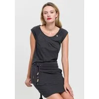 Ragwear Jerseykleid PENELOPE UNI O mit Kordelzug und kontrastfarbigem Zierperlen-Besatz
